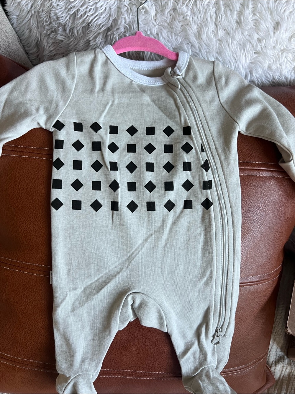 Nanit Gray Footed Baby One-Piece with Geometric Print